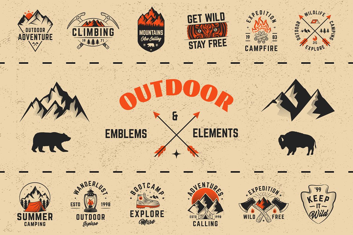 Outdoor Logo. Vintage Element Bundle, a Graphic by DenysHolovatiuk (Photo 1 of 8)