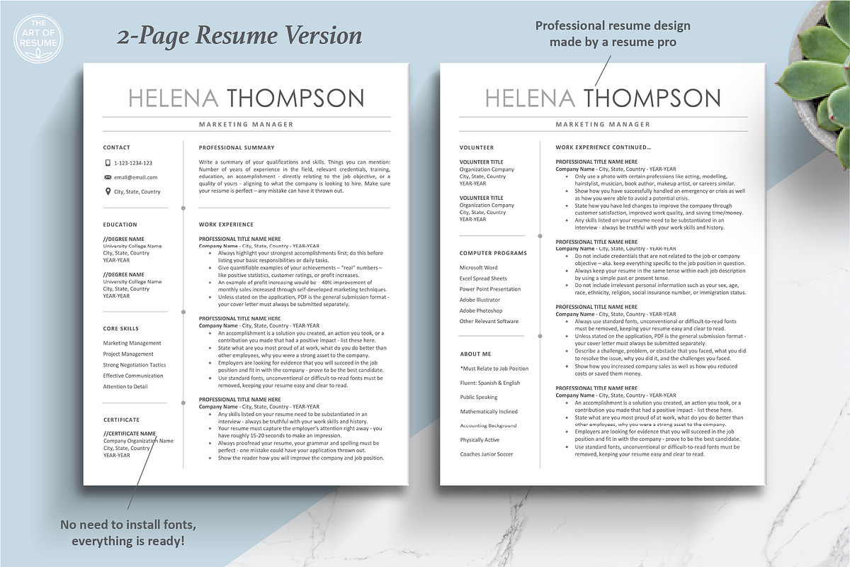 Simple Resume Template, Clean CV, a Resume Template by The Art of Resume (Photo 4 of 8)