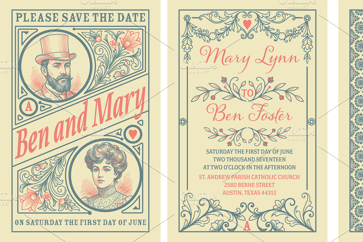 Vintage Wedding Invitation Card Mock, an Invitation Template by OneVectorStock (Photo 2 of 3)