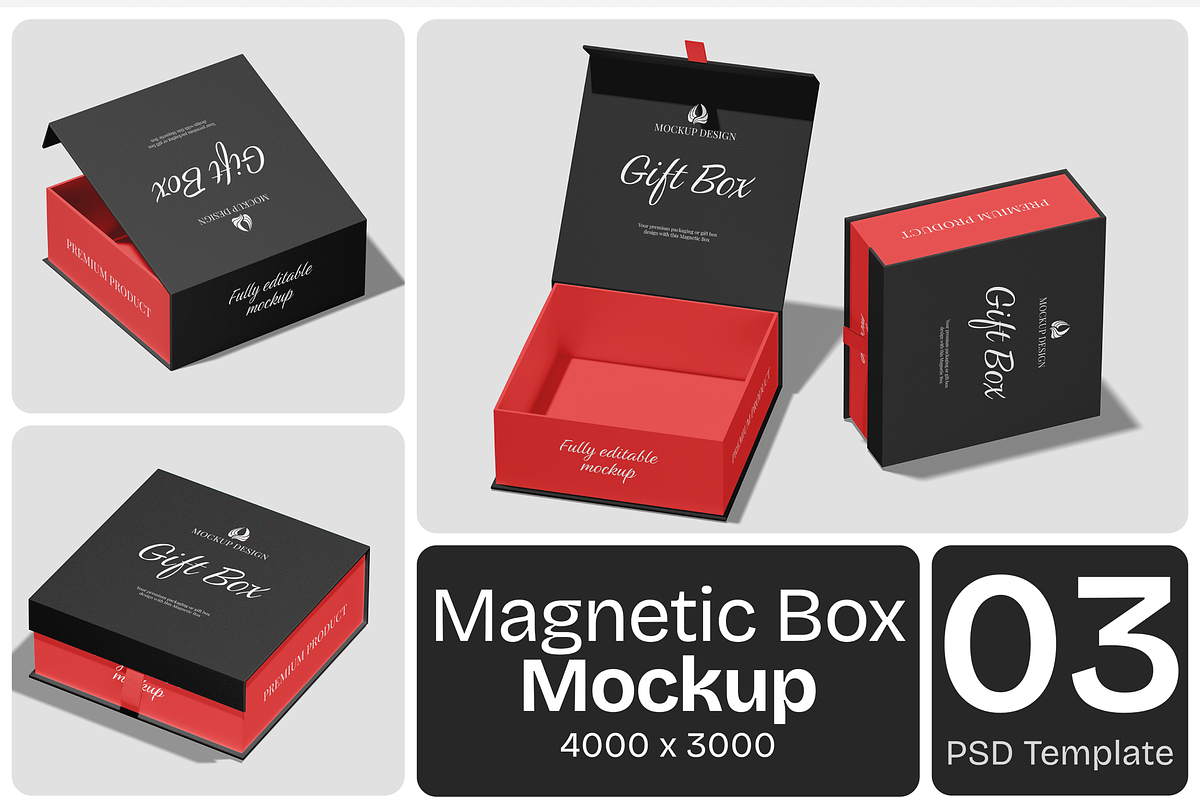 Magnetic Box Mockup, a Packaging Mockup by Permadi Creative (Photo 1 of 5)