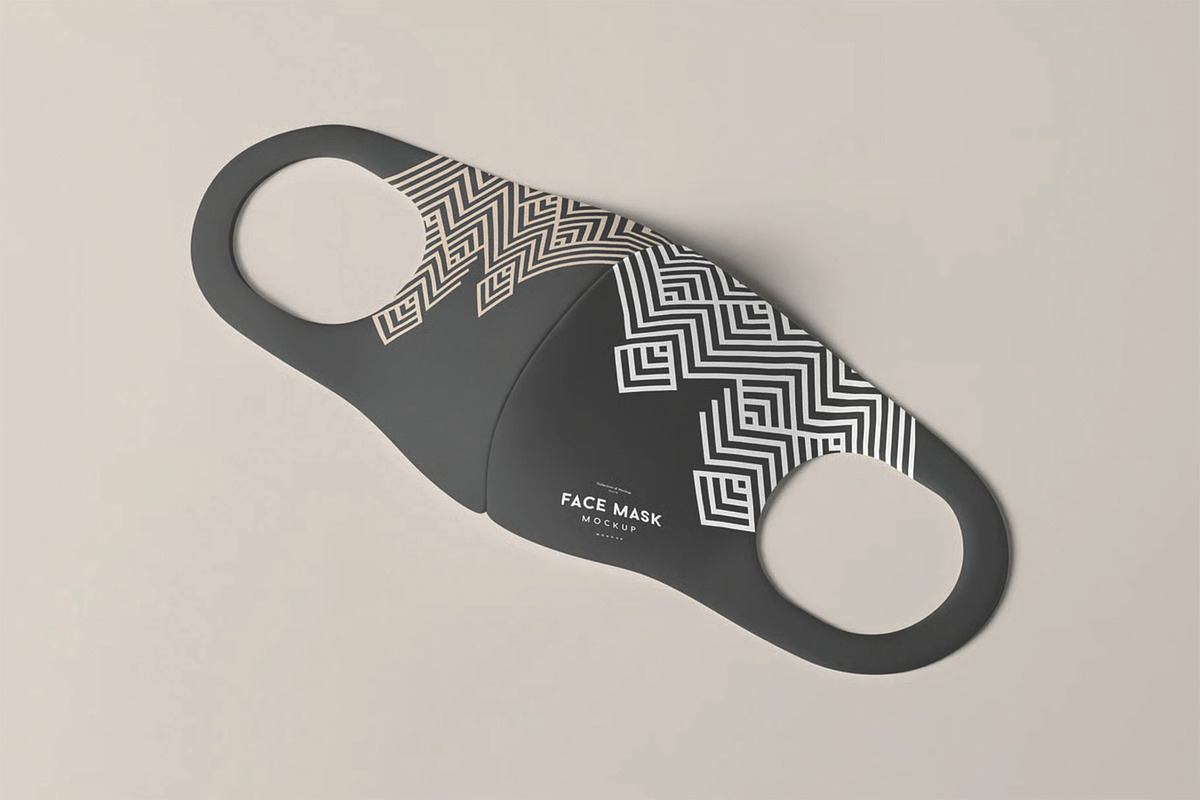 Flat Layout Fabric Face Mask Mockup, a Mask Mockup by DesignRushMarket (Photo 1 of 2)
