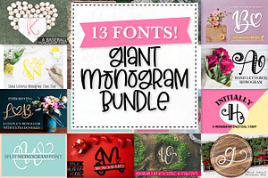 13 Font Pack - Monogram Font Bundle