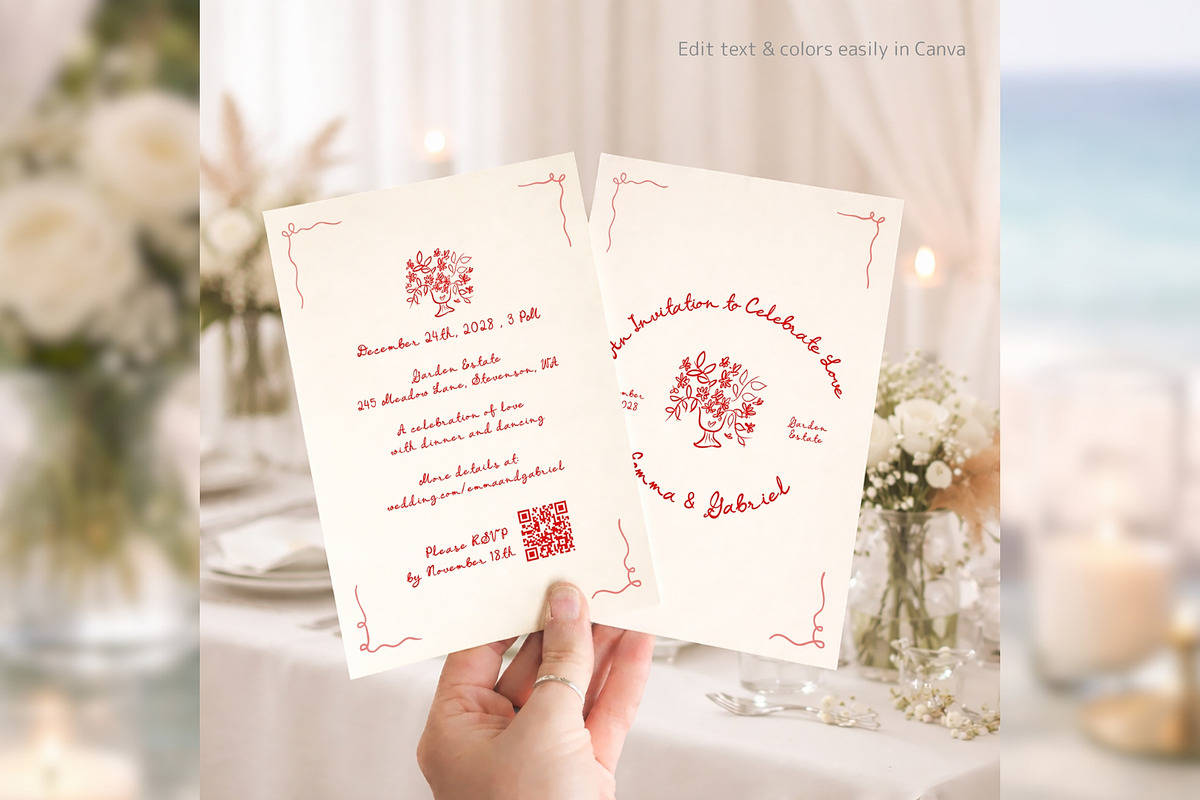 HandDrawn QR Invite Canva bd001, an Invitation Template by TyphoonStudio (Photo 7 of 10)