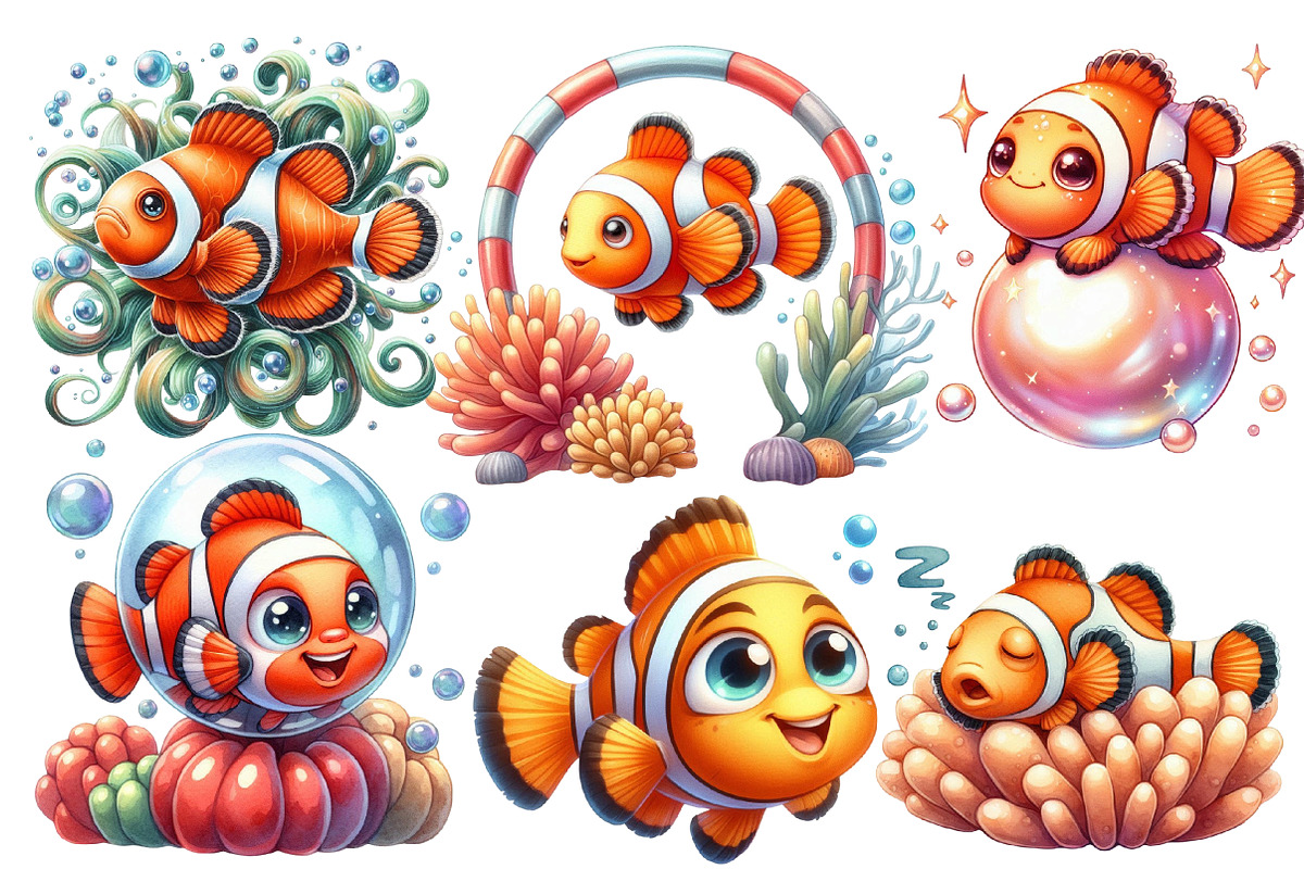 Cute Clownfish Clipart, an Illustration by Designworld (Photo 3 of 5)