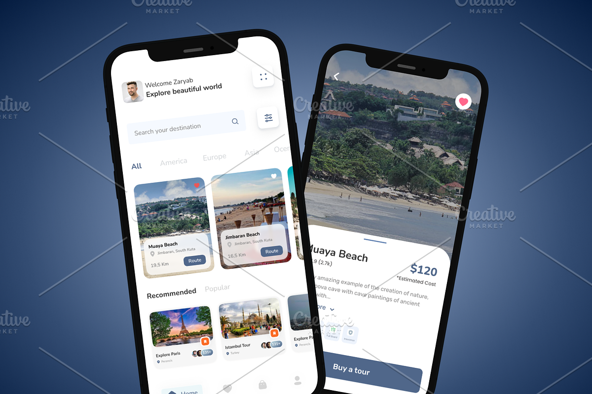 Traveling - App Ui, an UI Kit Template by muneezahussain (Photo 2 of 2)