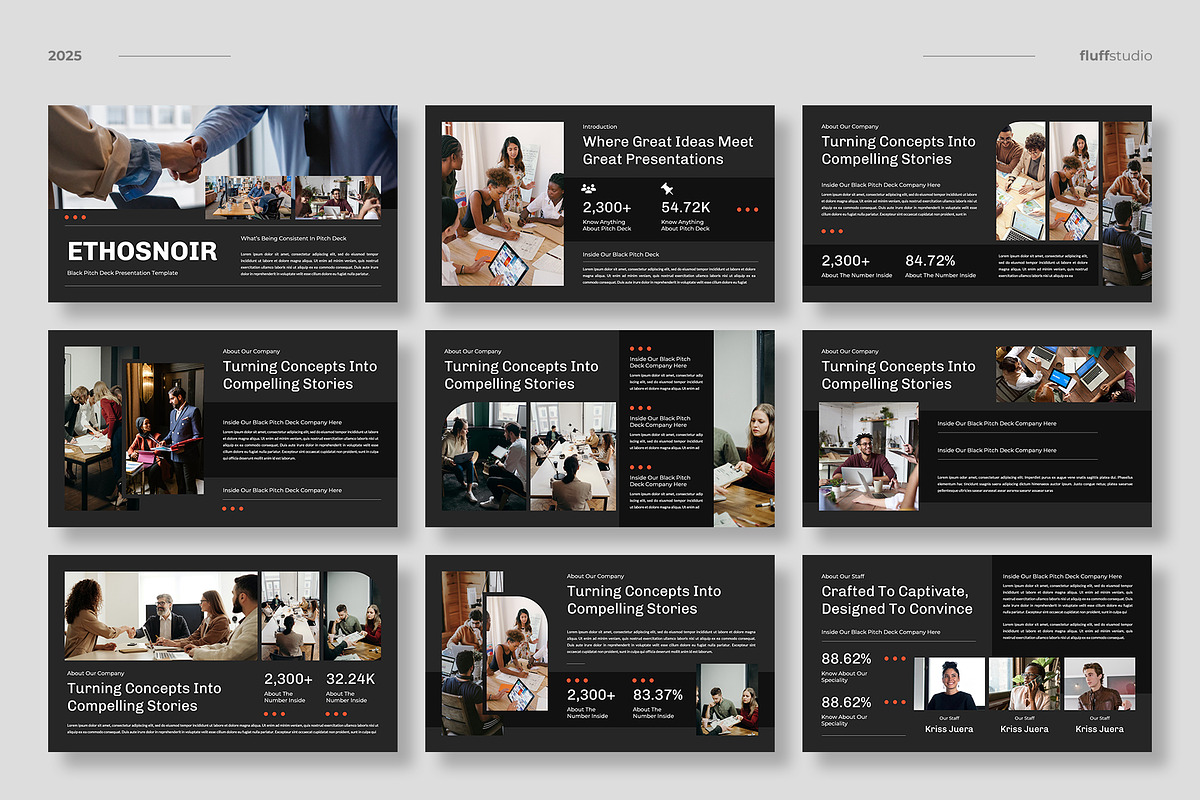 Black Pitch Deck Powerpoint Template, a Presentation Template by fluffstudio (Photo 2 of 4)