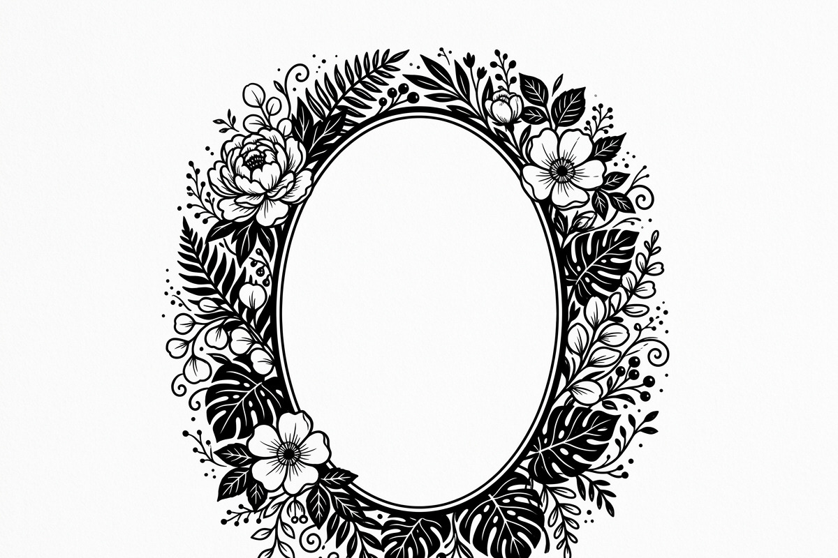 50 Elegant Floral Oval Mirror Frame, a Decorative Illustration by Amazin_art (Photo 8 of 34)