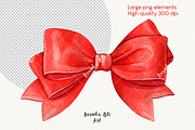 Red watercolor Bows Stripes Ribbons, an Object Graphic by KarinkaBU (Thumbnail 4 of 5)