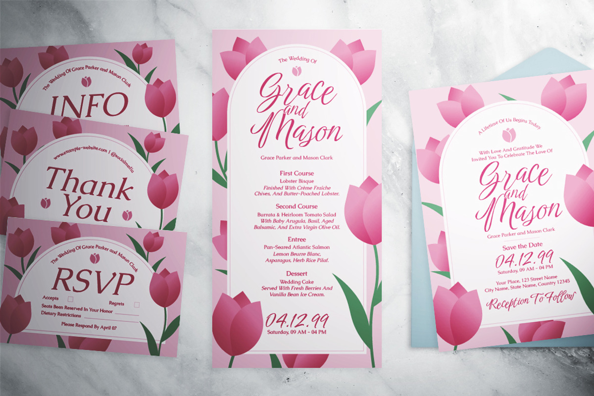 Flower Wedding Invitation Suite, an Invitation Template by The Good Store (Photo 4 of 4)