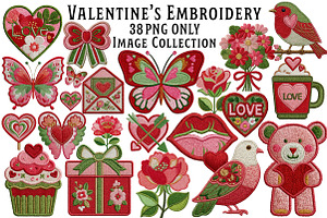 Valentine's Embroidery Clipart, an Illustration by Dream Creation