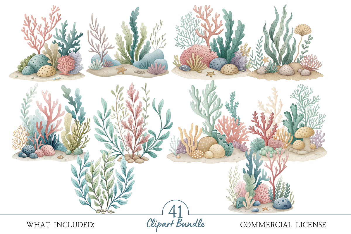 Watercolor Cute Sea Animals Clipart, an Illustration by MockupWizard (Photo 4 of 6)