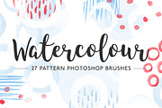 Watercolor pattern Photoshop brushes, a Brush Add-On by Little Bean (Thumbnail 1 of 7)