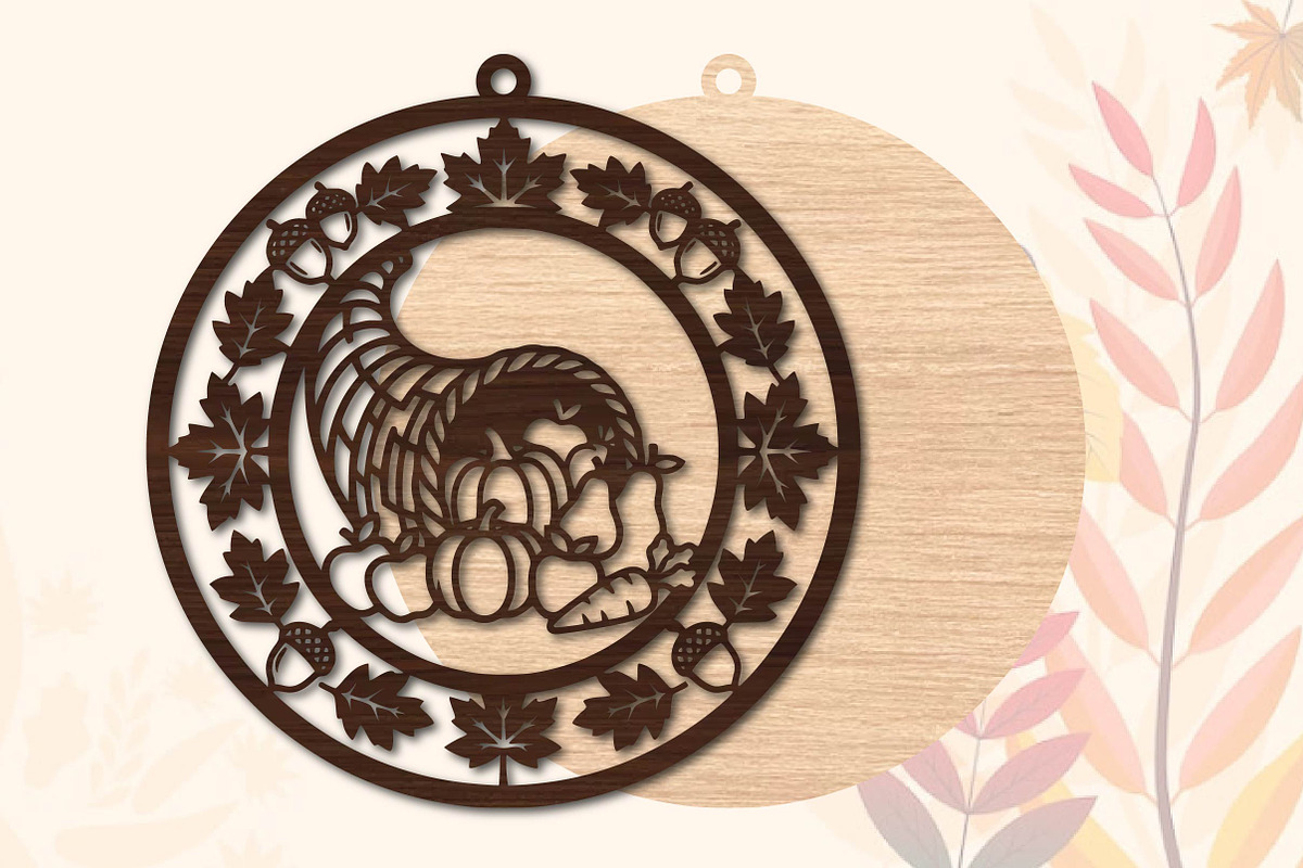 Autumn Harvest Cornucopia Laser Cut, an Object Graphic by DreamPrint404 (Photo 3 of 3)
