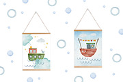 Watercolor Boat seamless patterns., a Decorative Illustration by Kira Konoshenko (Thumbnail 9 of 16)