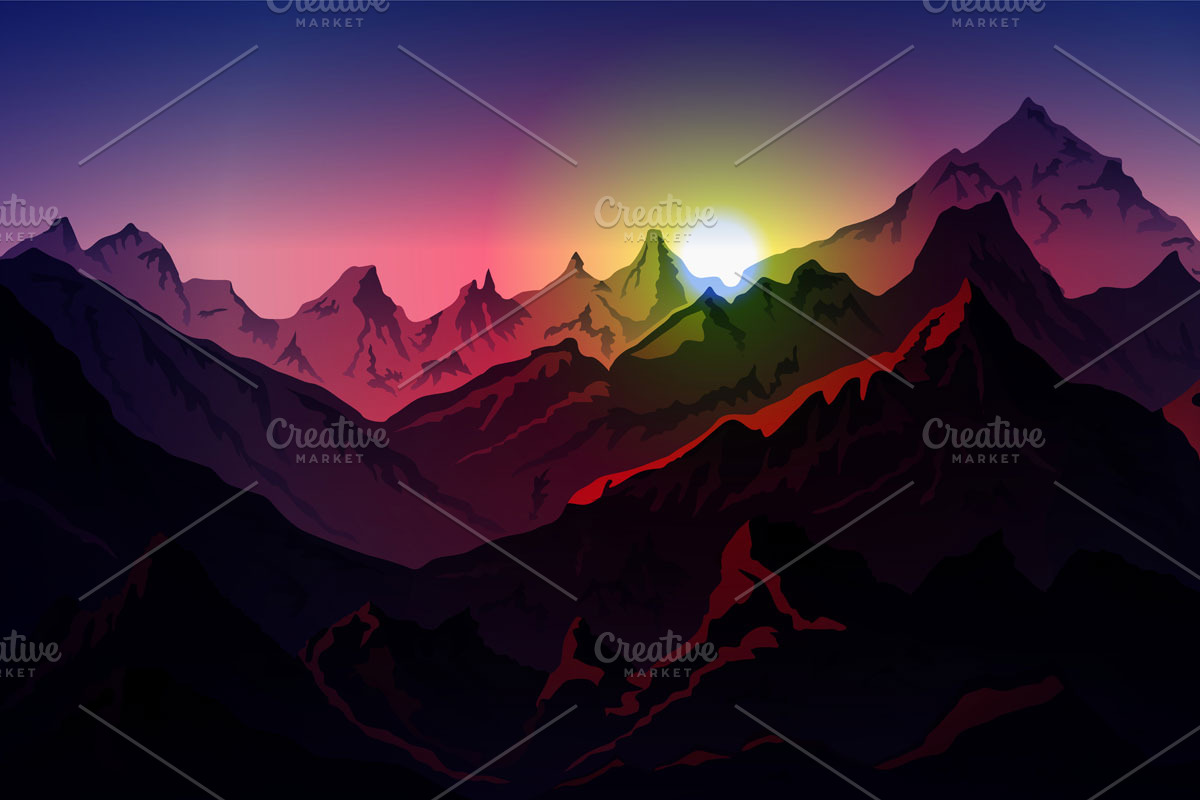 sunrice mountains eps 10 vector, a Background Graphic by Rommeo79 (Photo 3 of 3)