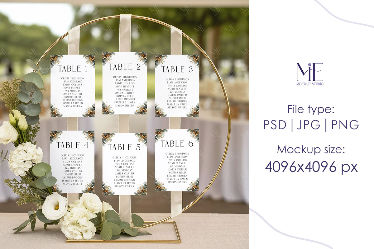 Seating Chart Mockup PSD Canva 5x7, a Mockup by Mie Mockup Studio (Photo 7 of 7)