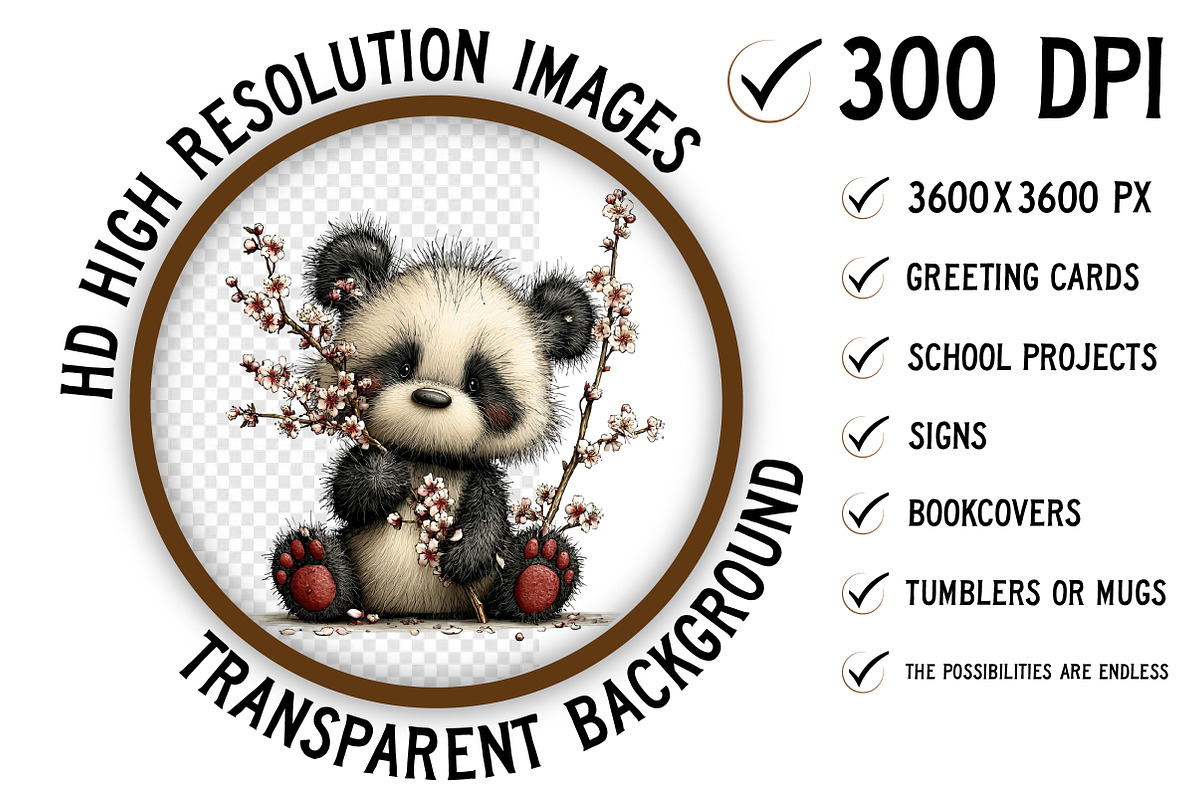 Watercolor Spring Panda Clipart, an Illustration by Craft Nest (Photo 2 of 11)