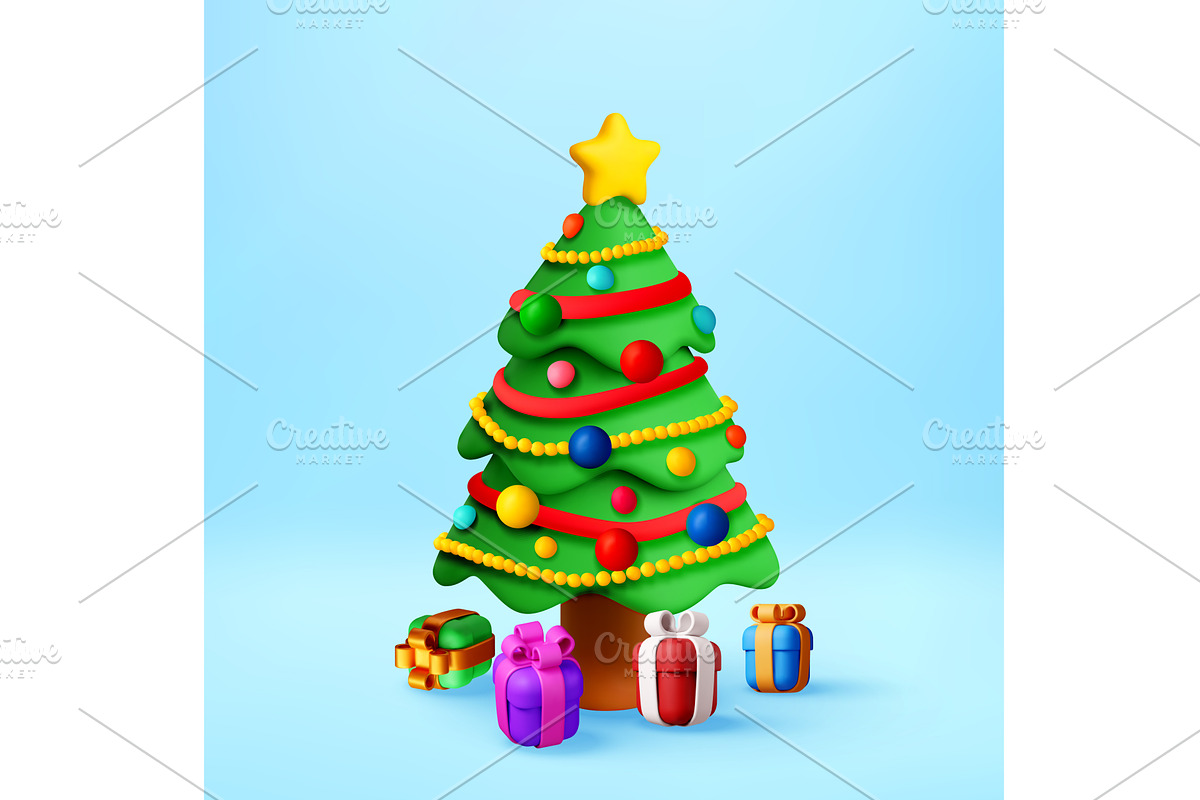 Decorative 3d christmas tree with, an Object Illustration by Abscent