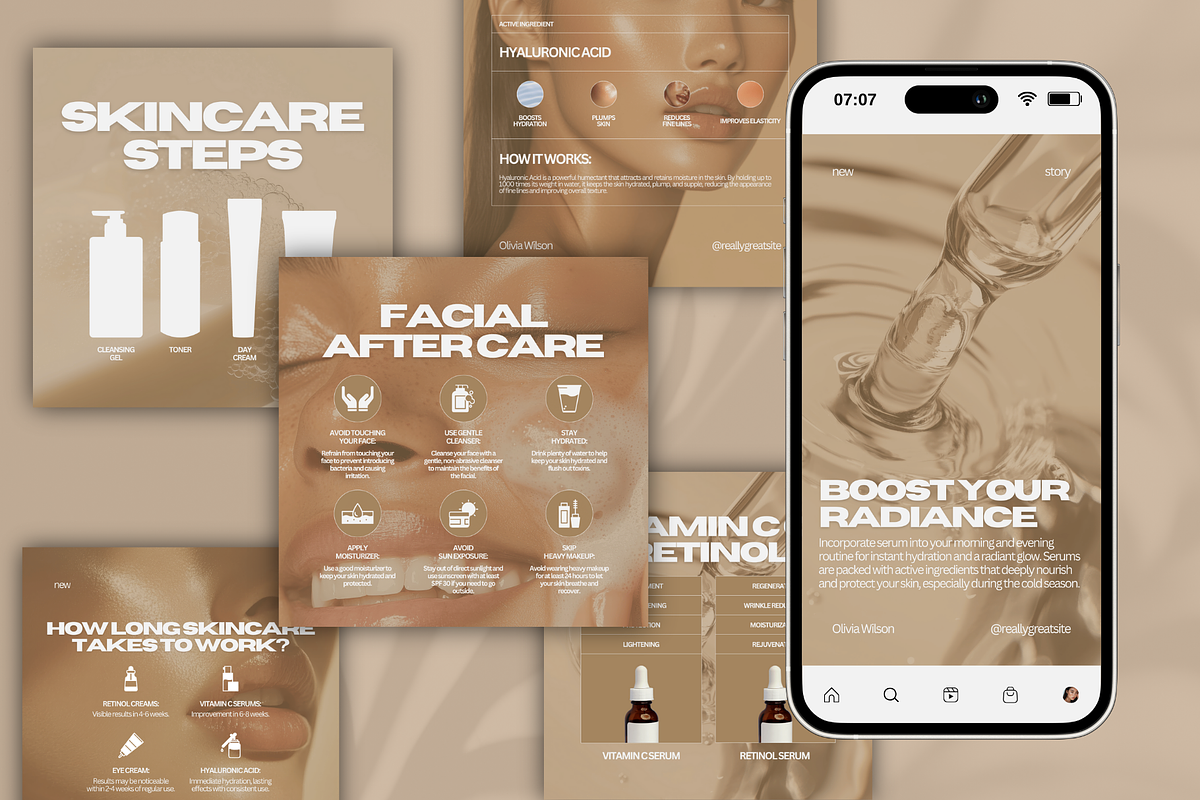 Skincare Bundle Canva Templates, a Design Template by Xenié Creative (Photo 3 of 10)