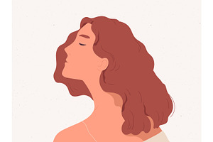 Dreaming woman portrait, a Person Illustration by Good Studio