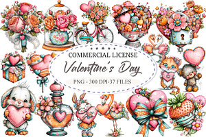 Watercolor Valentine Clipart, an Illustration by designcity5