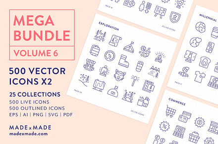 Mega Bundle Vol 6 Line Icons, an Outline Icon by Made by Made