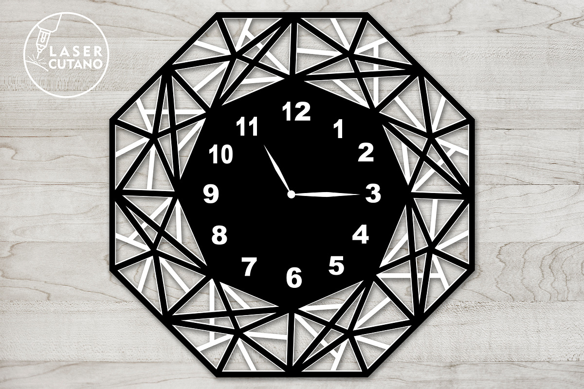 CLOCK WALL POLYGONAL Multilayer File, a Templates & Theme by LaserCutano (Photo 4 of 5)