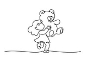 Little girl embracing her teddy bear, a Person Illustration by Valenty (Thumbnail 1 of 5)