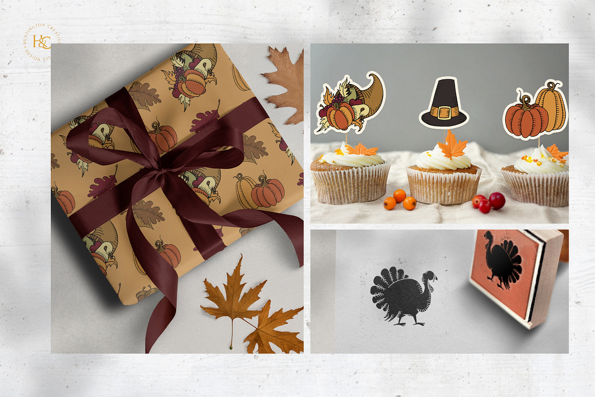 Hand Drawn Thanksgiving Images, a Seasonal Illustration by H&C Drawings & Designs (Photo 12 of 15)