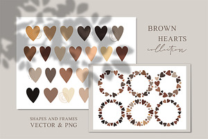 Cute Round Frames with Brown Hearts