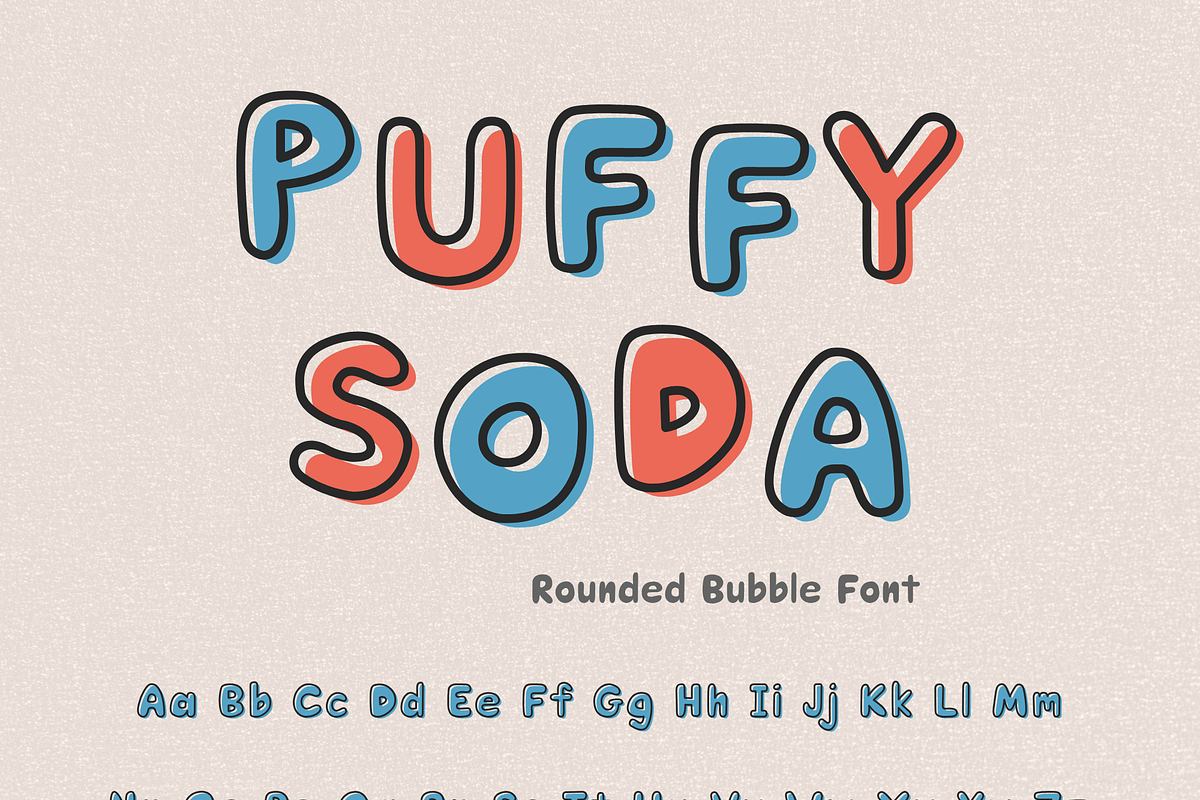 Retro rounded bubble font-Puffy Soda, a Handwritten Font by ZoloDesignHub (Photo 9 of 11)