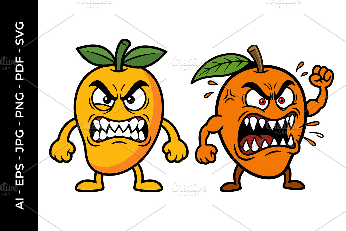 Angry Cartoon Mango Illustration, a Food Illustration by nandinigraphics (Photo 1 of 3)