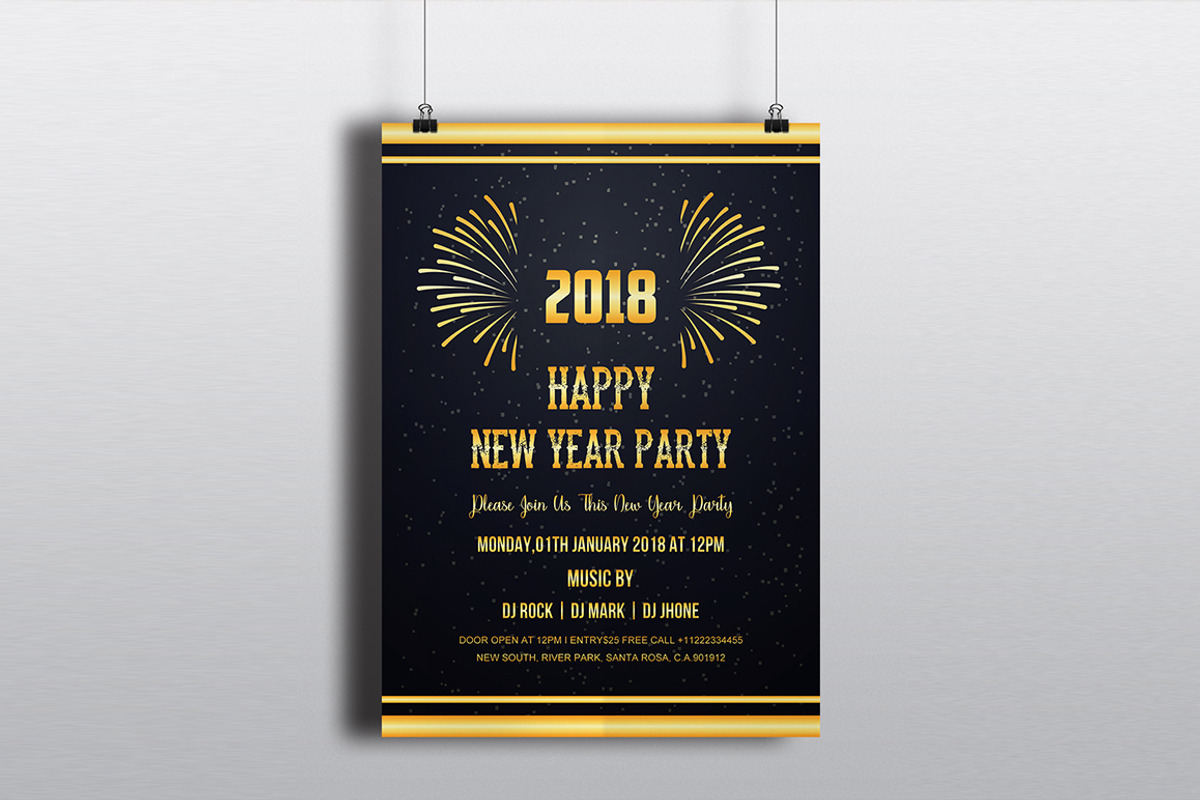 Happy New Year 2018 Invitations, a Card Template by Madhabi Studio (Photo 3 of 5)