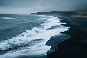 Waves crash dramatically against, a Nature Photo by MistyDay