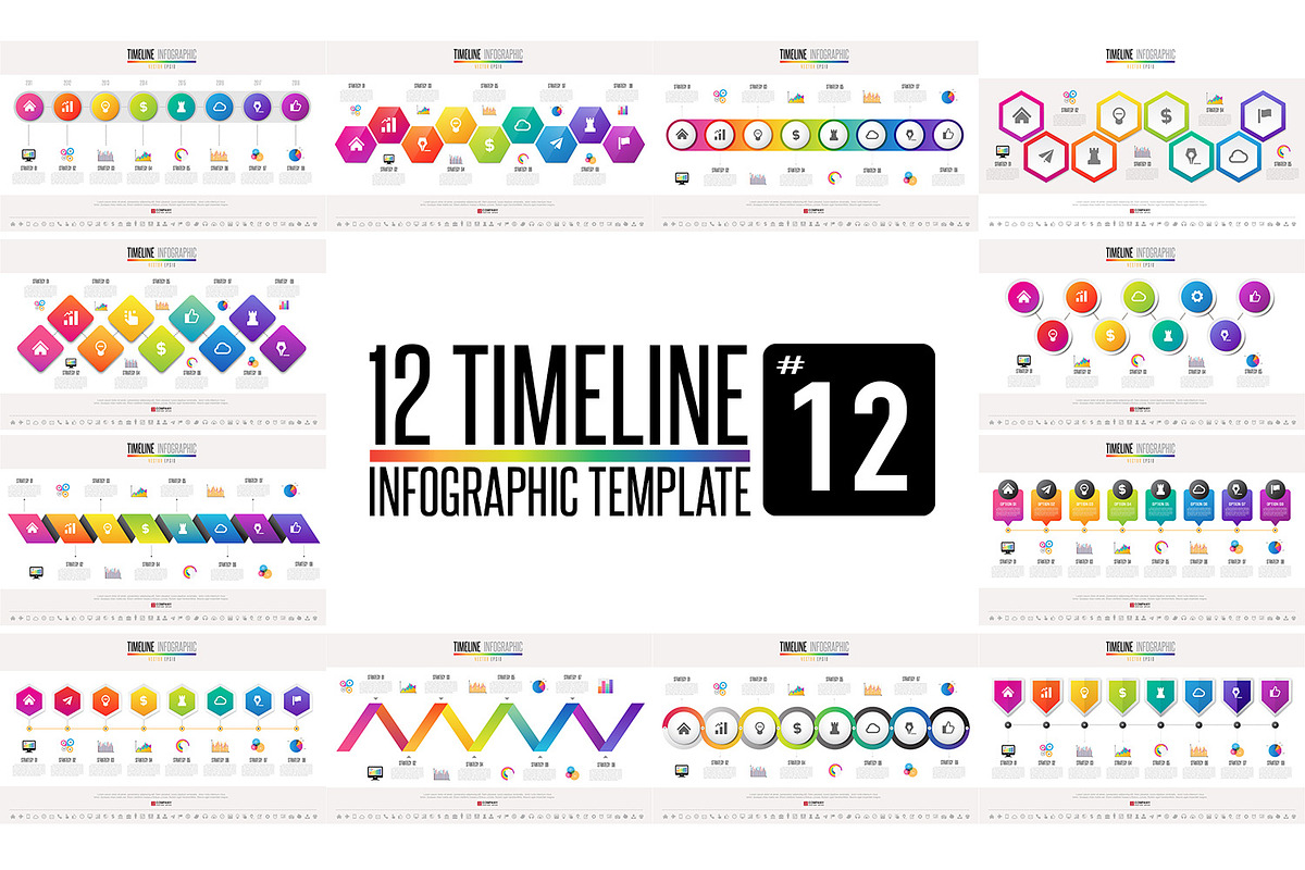 Timeline Infographic Template set 12, a Presentation Template by Paperboxshop (Photo 1 of 3)