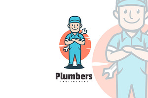 Plumber Mascot Logo Design., a Branding & Logo Template by VectorCraft