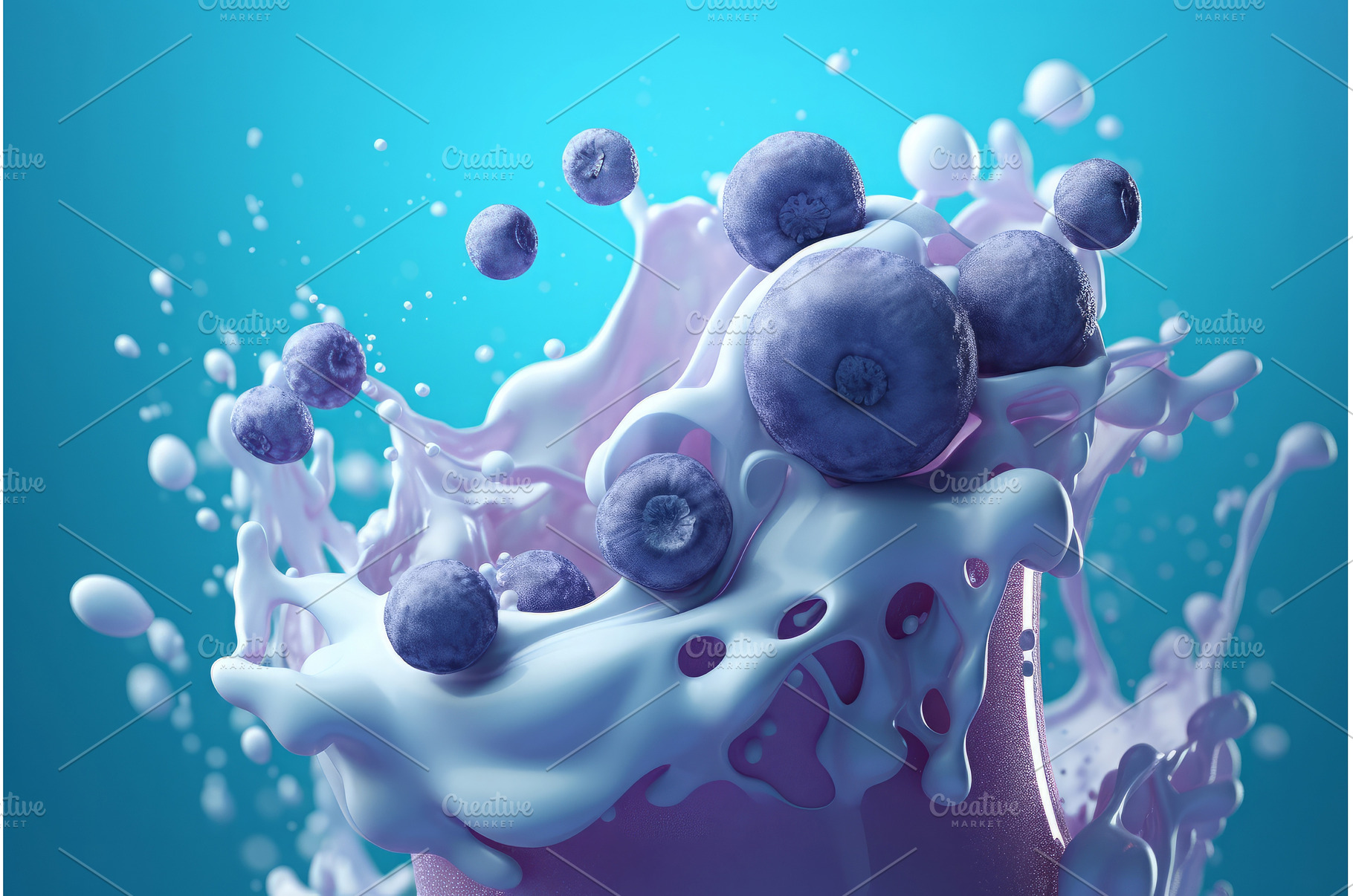 Blueberry milk splash poster, a Food & Drink Photo by Ylivdesign
