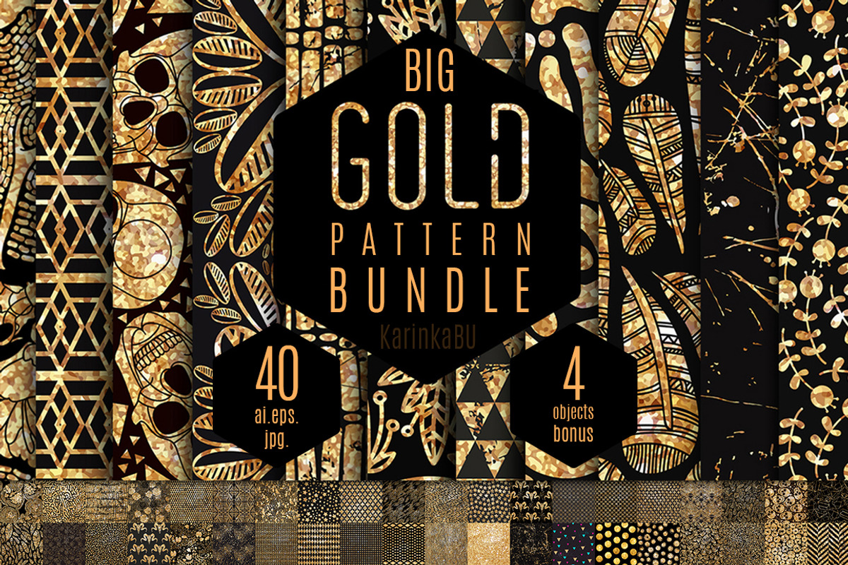 Big Gold Foil pattern bundle, a Pattern Graphic by KarinkaBU (Photo 1 of 6)