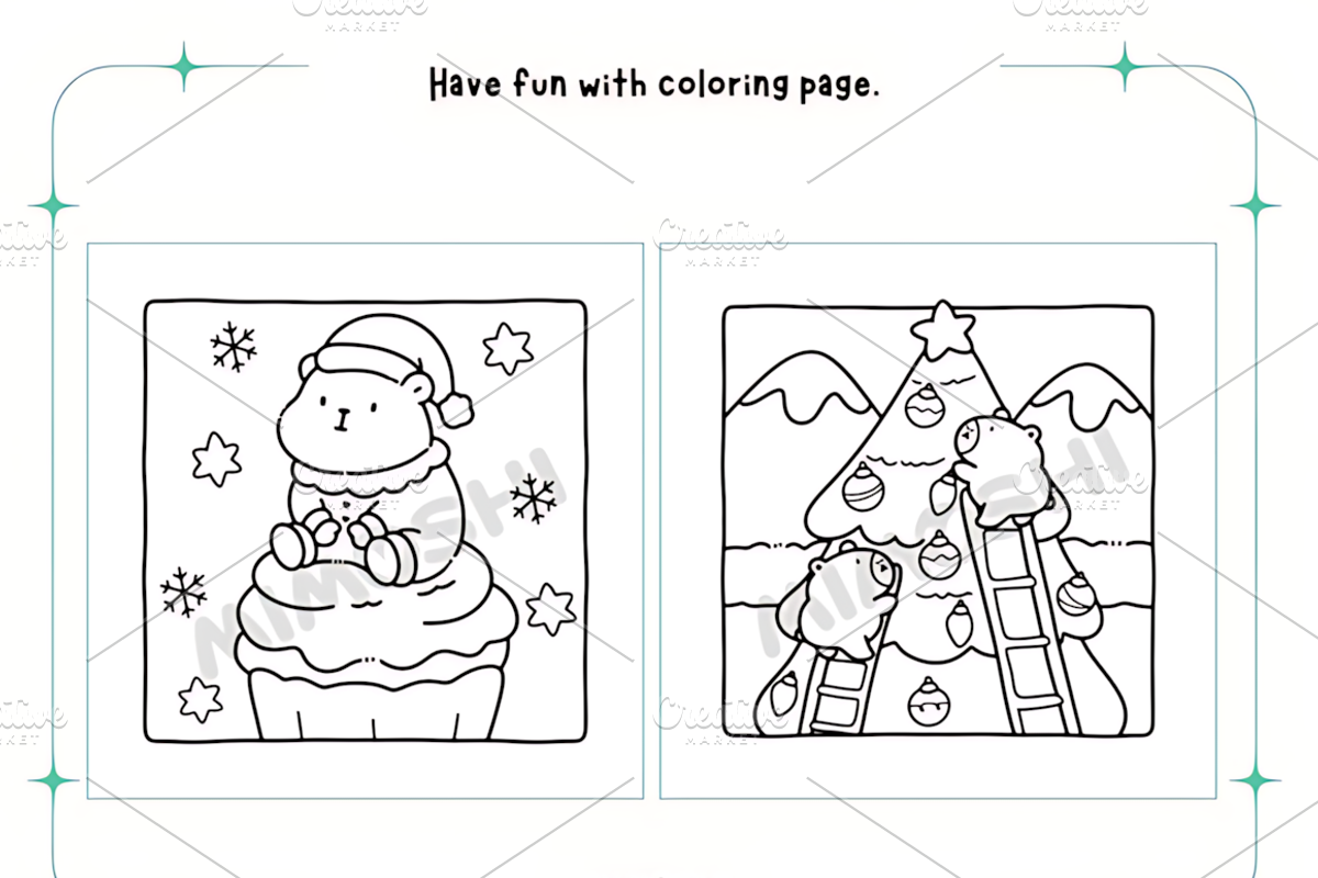 Capybara Christmas Fun Coloring, a Seasonal Illustration by Design Station (Photo 2 of 4)