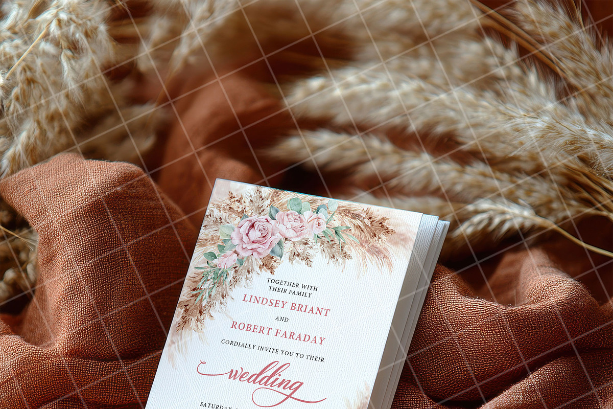 Boho 5x7 Invitation card mockup PSD, an Advertising Mockup by Blush Roses Print (Photo 4 of 7)