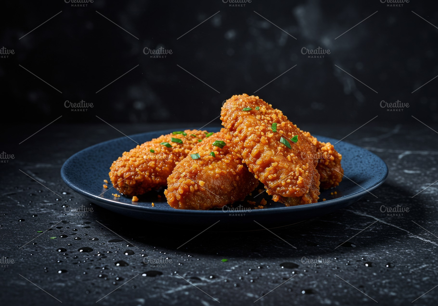 Crispy breaded chicken wings garnish, a Food & Drink Photo by professorinc
