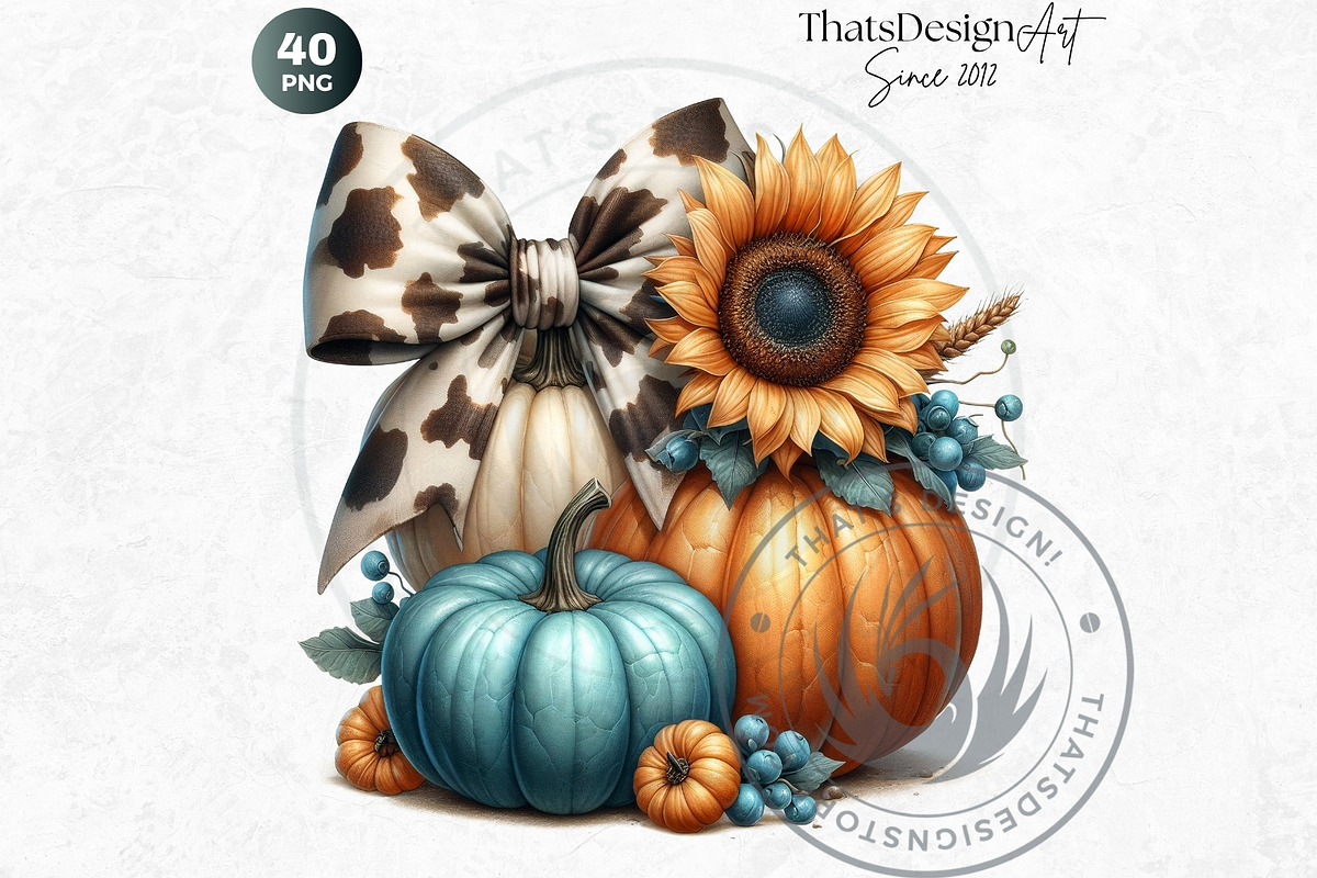 Fall Western coquette bow pumpkins, a Seasonal Illustration by ThatsDesignArt (Photo 10 of 10)
