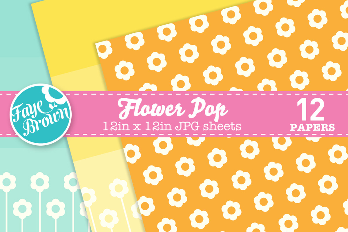 Flower pop digital paper patterns preview 4