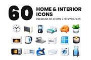 60 Home & Interior 3D Premium Icons, a Solid Icon by Icons Drop (Thumbnail 1 of 5)