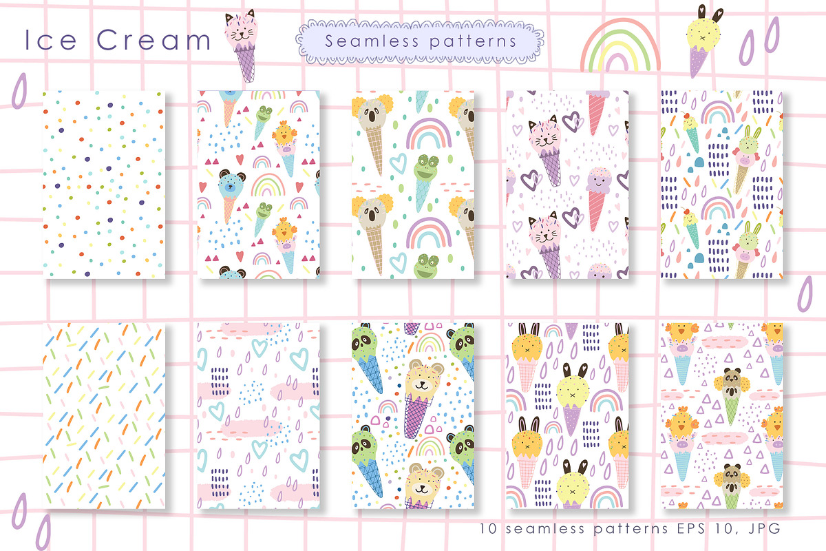 Ice cream animals collection., an Animal Illustration by Kira Konoshenko (Photo 3 of 11)