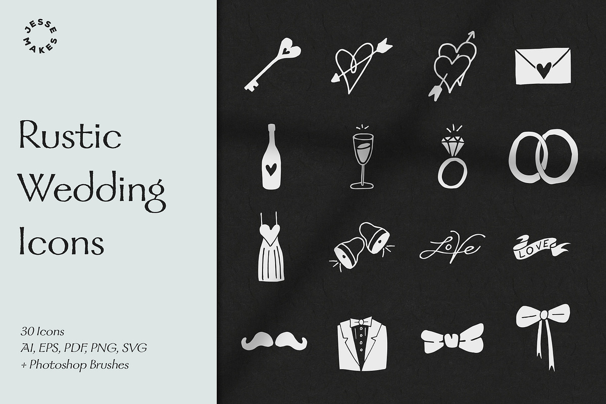 Rustic Wedding Icons, an Object Graphic by The Fake PNG