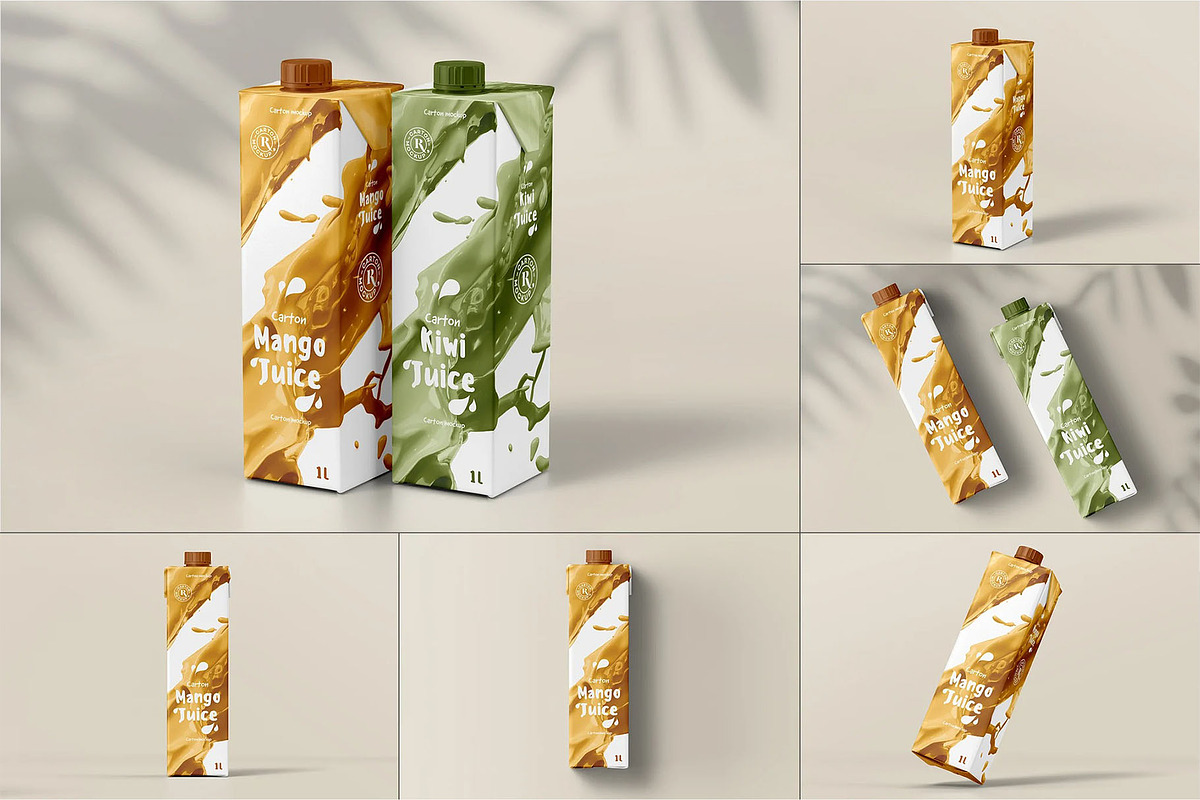 Juice Carton Mock-up, a Packaging Mockup by zippypixelstudio (Photo 1 of 14)