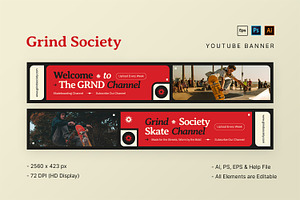 Grind Society - Youtube Banner, a Social Media Template by StreaksideStd