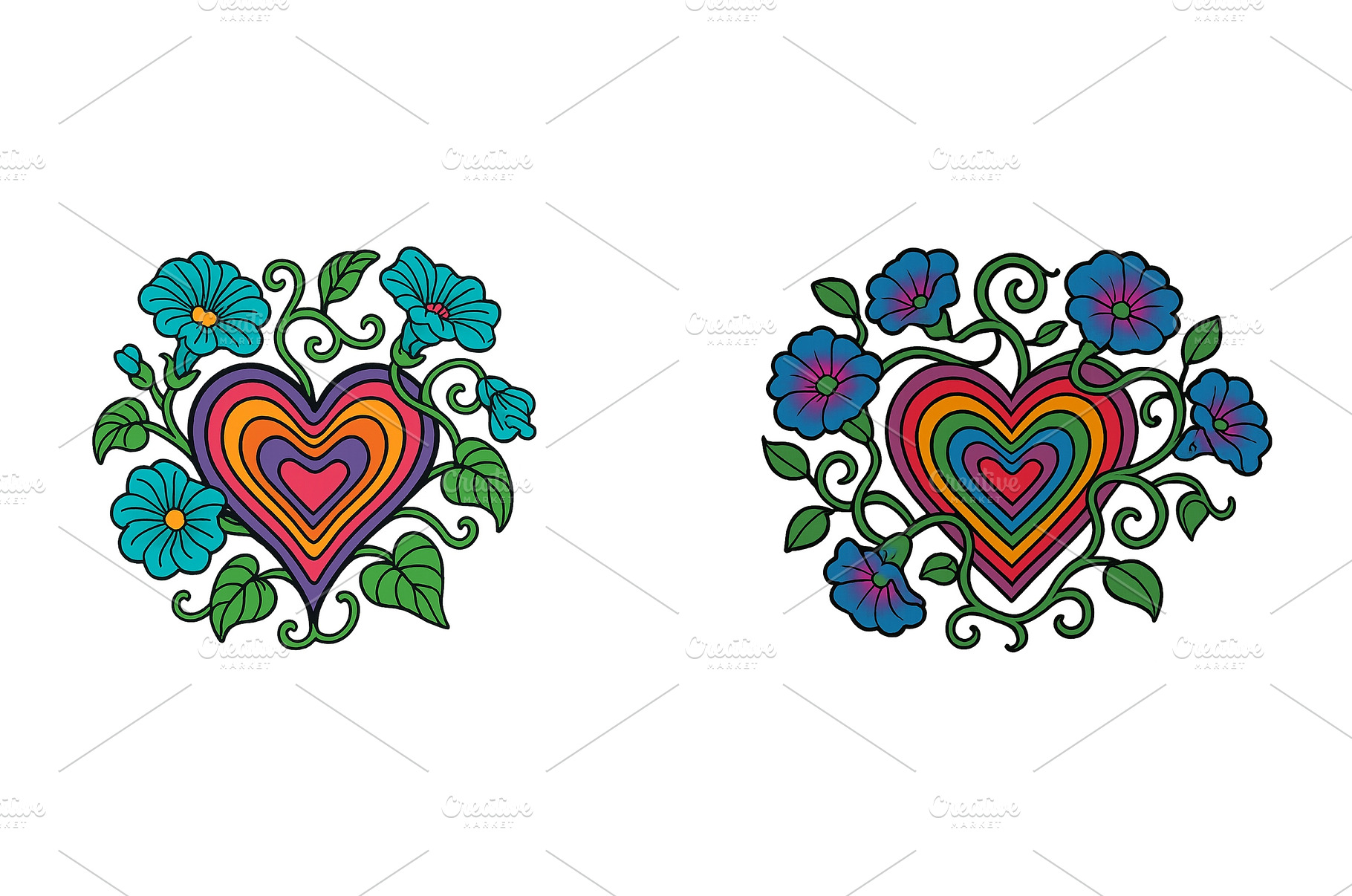 Colorful heart designs surrounded by, an Arts & Entertainment Photo by ZinetroN