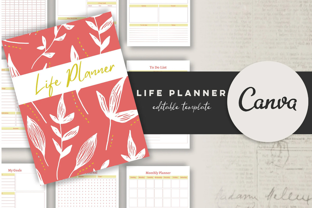 Printable Life Planner Template, a Stationery Template by Design House (Photo 1 of 9)